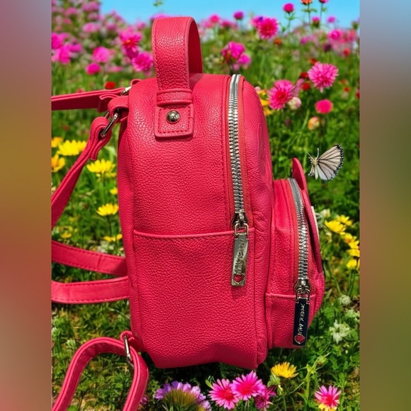 Betsey Johnson Hot Pink Mini Dog Floral Interior Backpack approx 9”x 6.5”x 3.5” - Picture 5 of 15